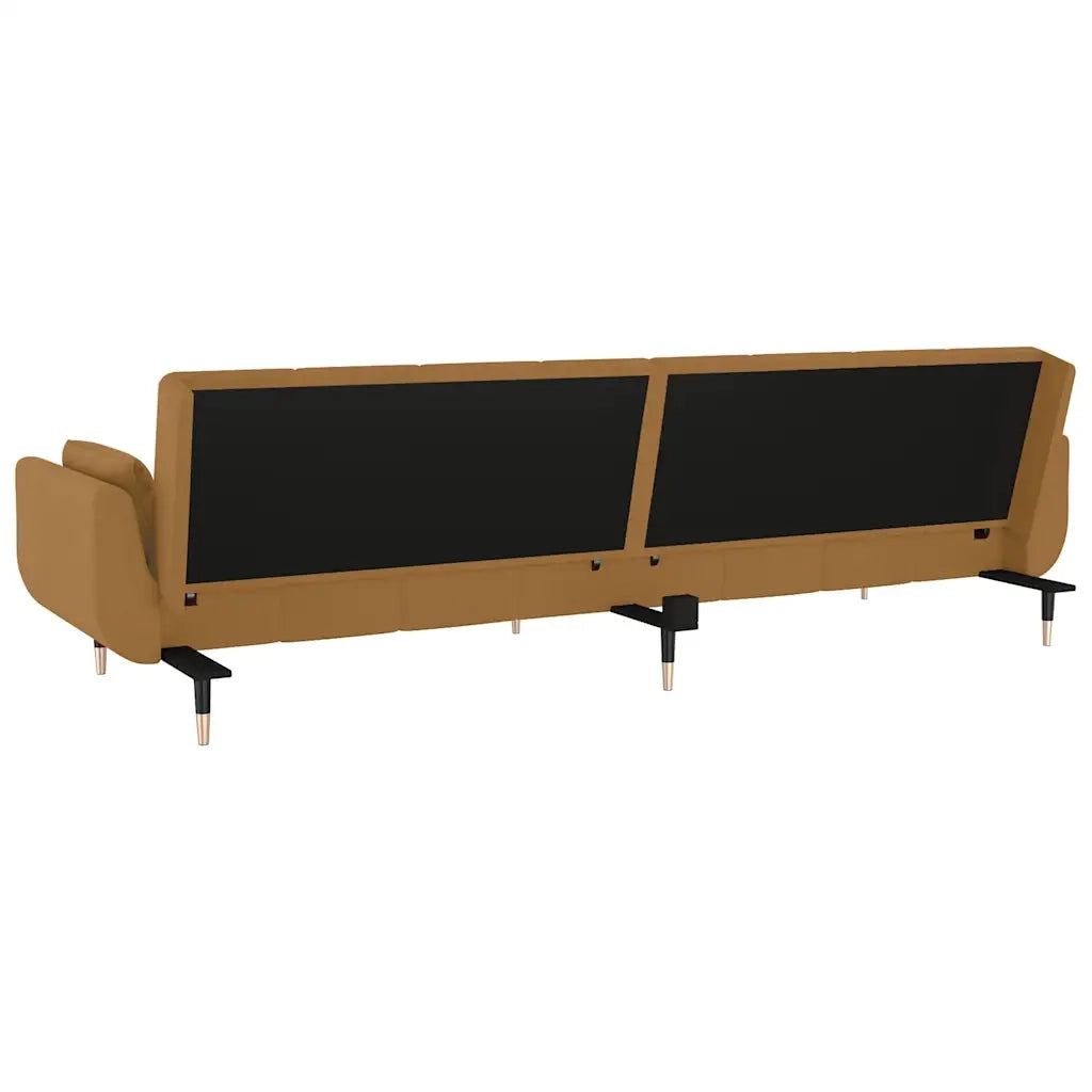 Divano Letto a 2 Posti con 2 Cuscini Marrone in Velluto 337590