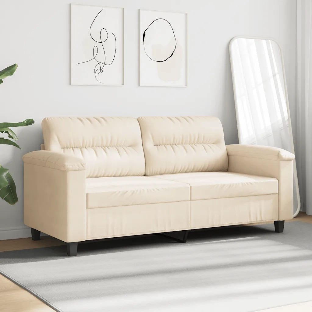 Divano | Divano da soggiorno | Sofa a 2 Posti Beige 140 cm in Tessuto Microfibra