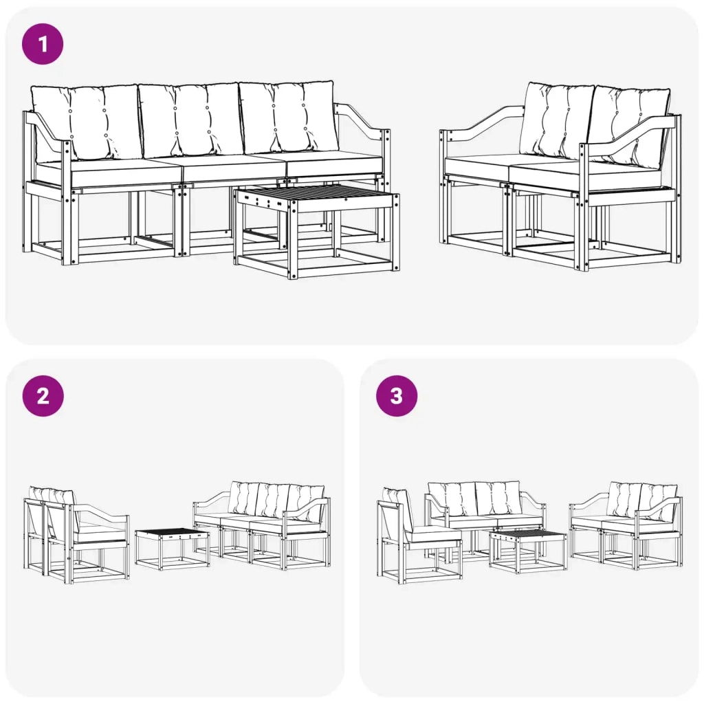 Set di divani da esterno 6 pz Bianco e Beige 3389223