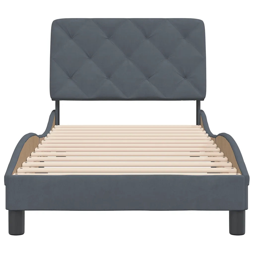 Letto singolo | Letto per adulti | Giroletto senza Materasso Grigio Scuro 80x200 cm Velluto