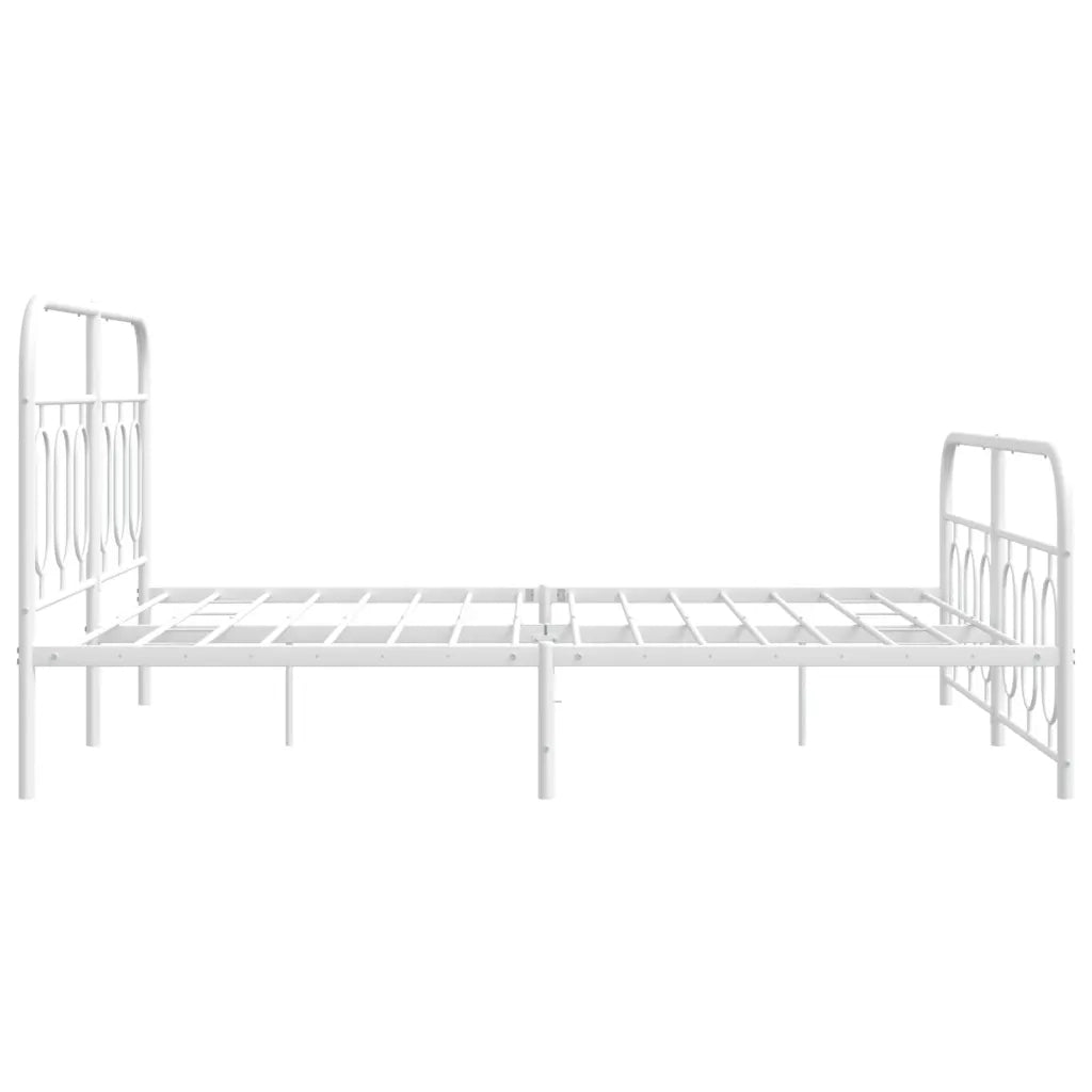 Letto matrimoniale | Letto per adulti | Giroletto con Testiera e Pediera Metallo Bianco 150x200 cm