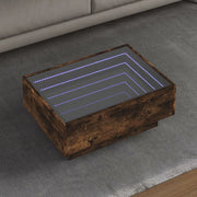 Tavolino Salotto con LED Rovere Fumo 70x50x30 cm Multistrato 847515