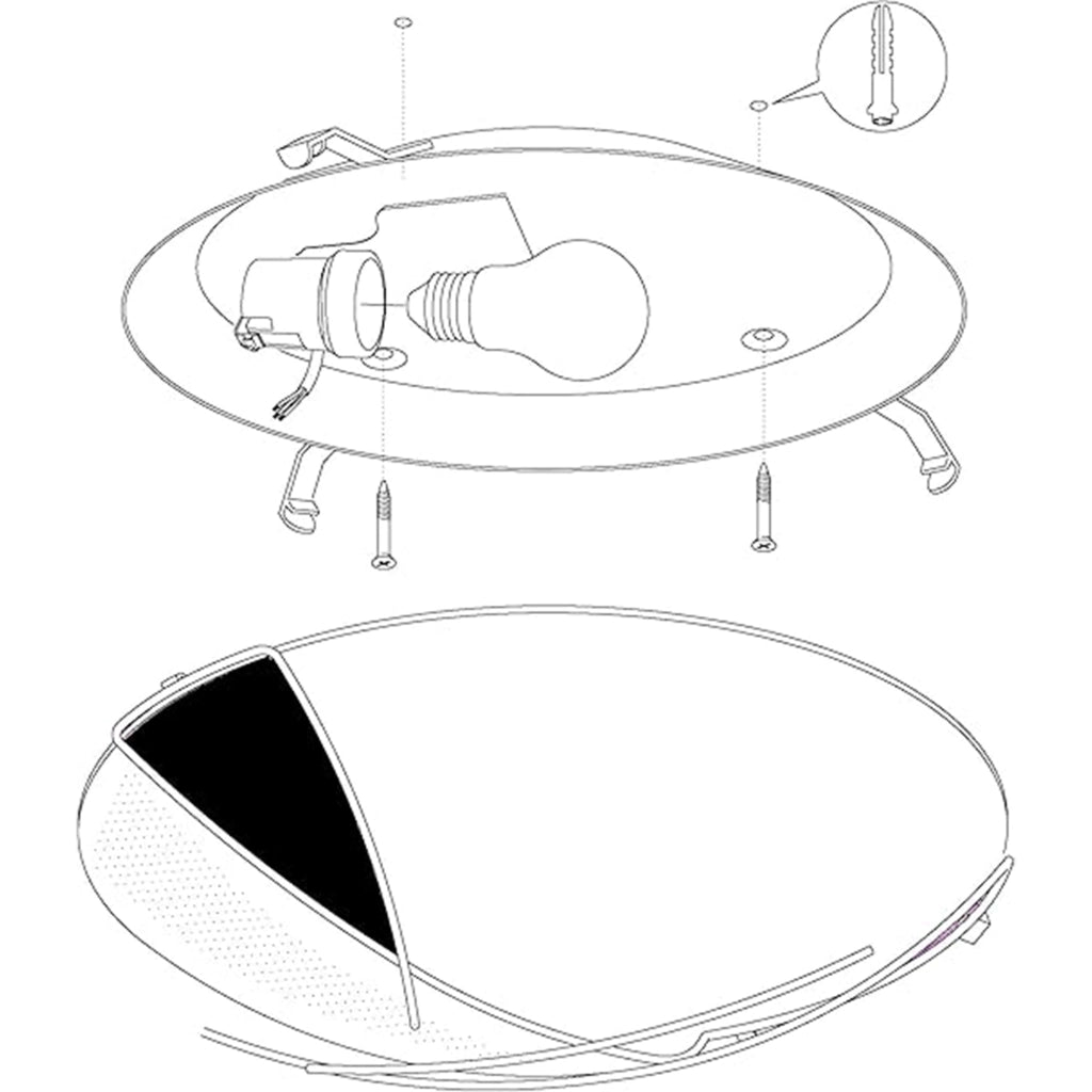 Plafoniera/Applique Contemporanea Raya Vetro Argento E Bianco 1 Luce E27