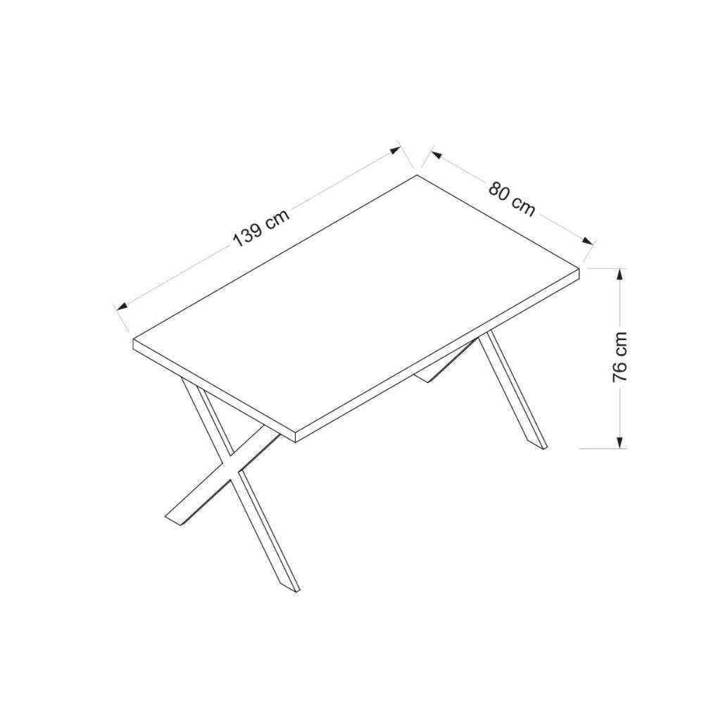 Tavolo fisso rettangolare Brayn colore bianco 139x80x76H gambe in metallo nero