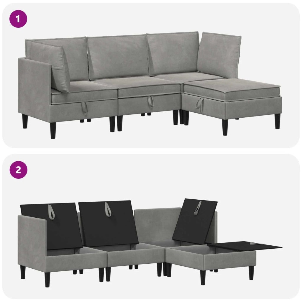 Set di mobili per il soggiorno 4 pcs Grigio Chiaro Velluto 3413730