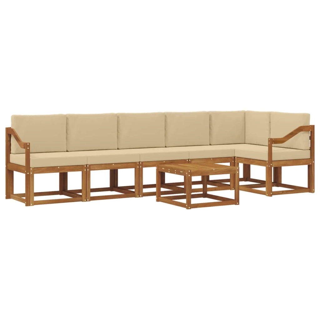 Set di divani da esterno con cuscino 7 pcs Naturale e Beige 3366516