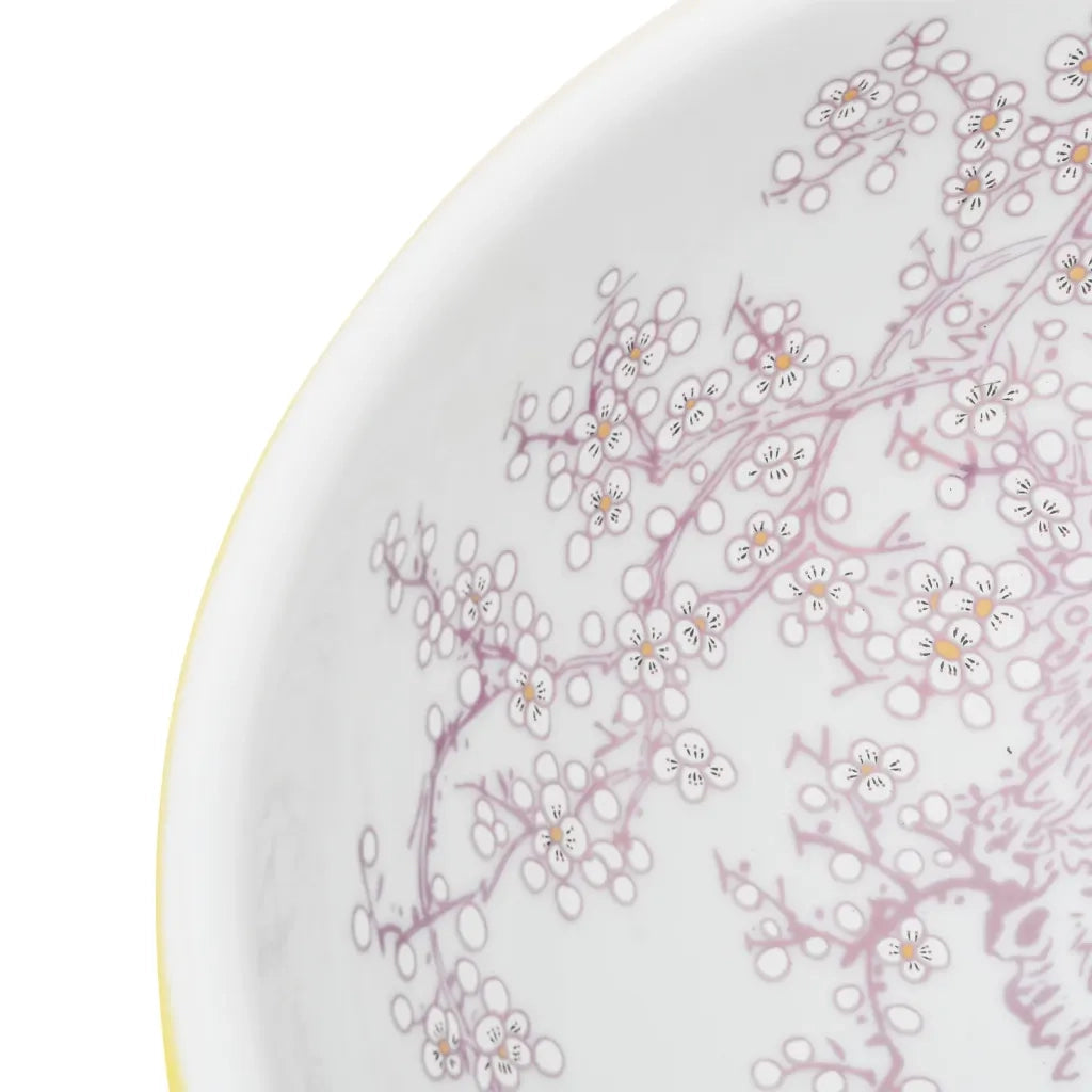 Lavabo da Appoggio Bianco e Giallo Rotondo ¦µ41x14 cm Ceramica CFW4165716