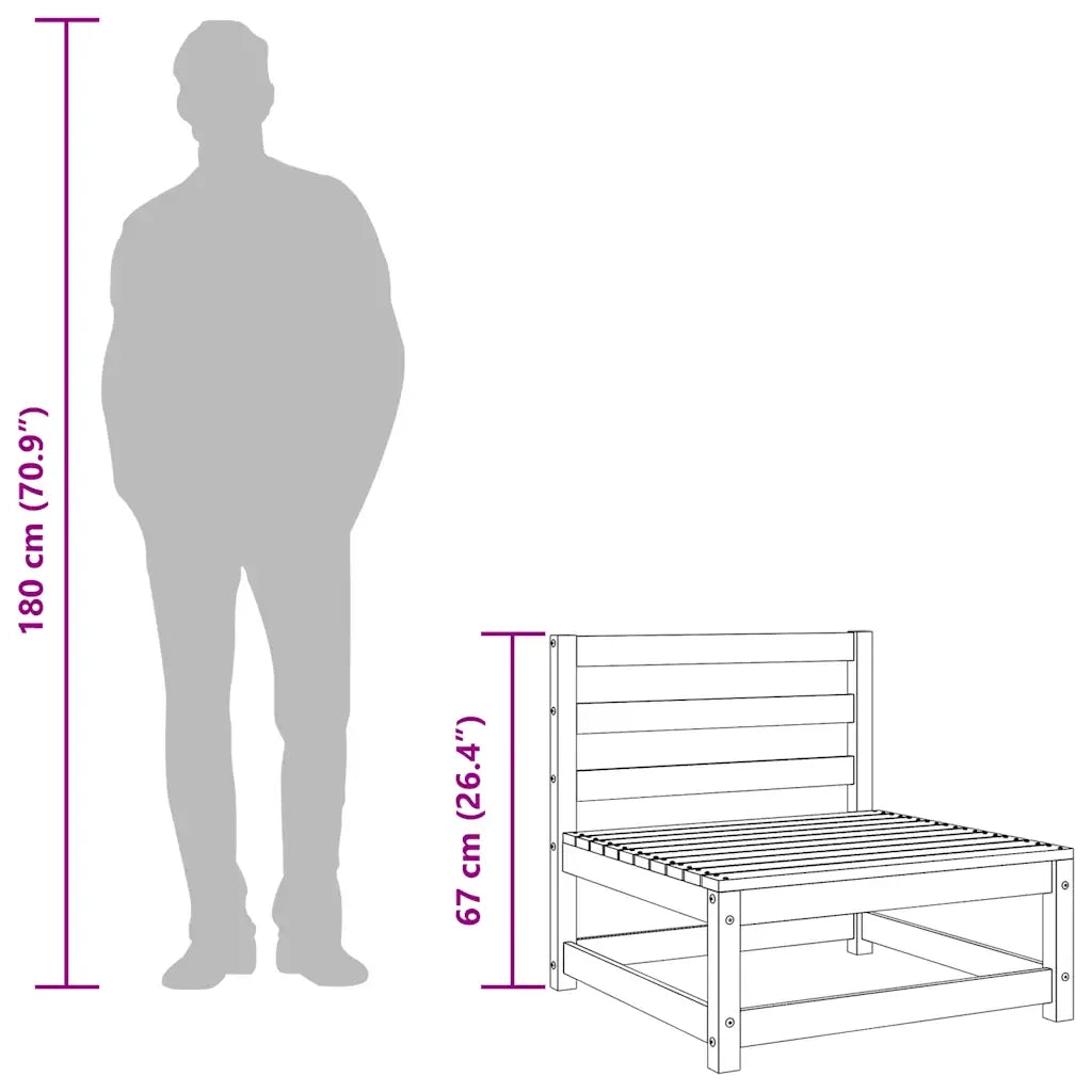 Divano Senza Braccioli da Giardino Marrone Cera 70x70x67cm Pino 837918