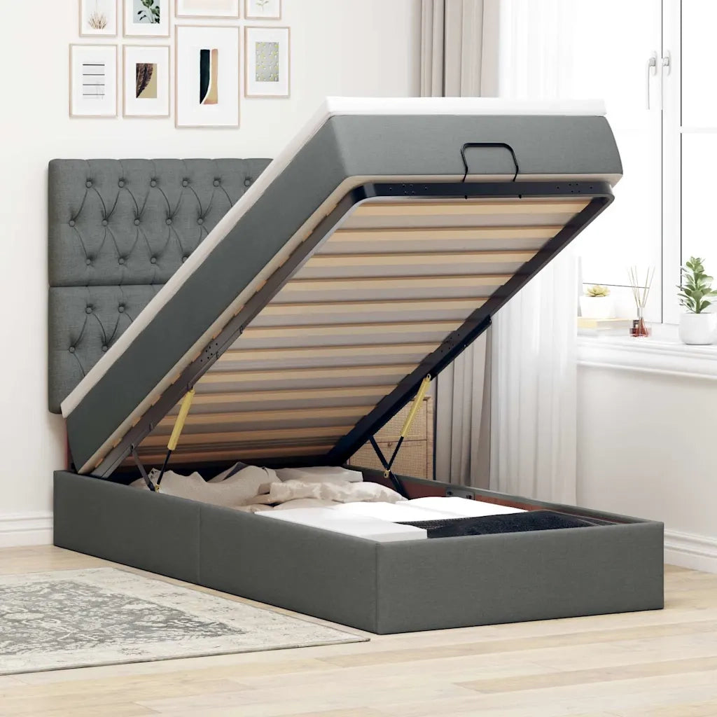 Struttura Letto Pouf con Materasso 90x190 cm in Tessuto 3313203