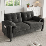 Divano 2 Posti in Tessuto Chenille con Cuscini Morbidi ¨C MINIMAL ¨C Grigio