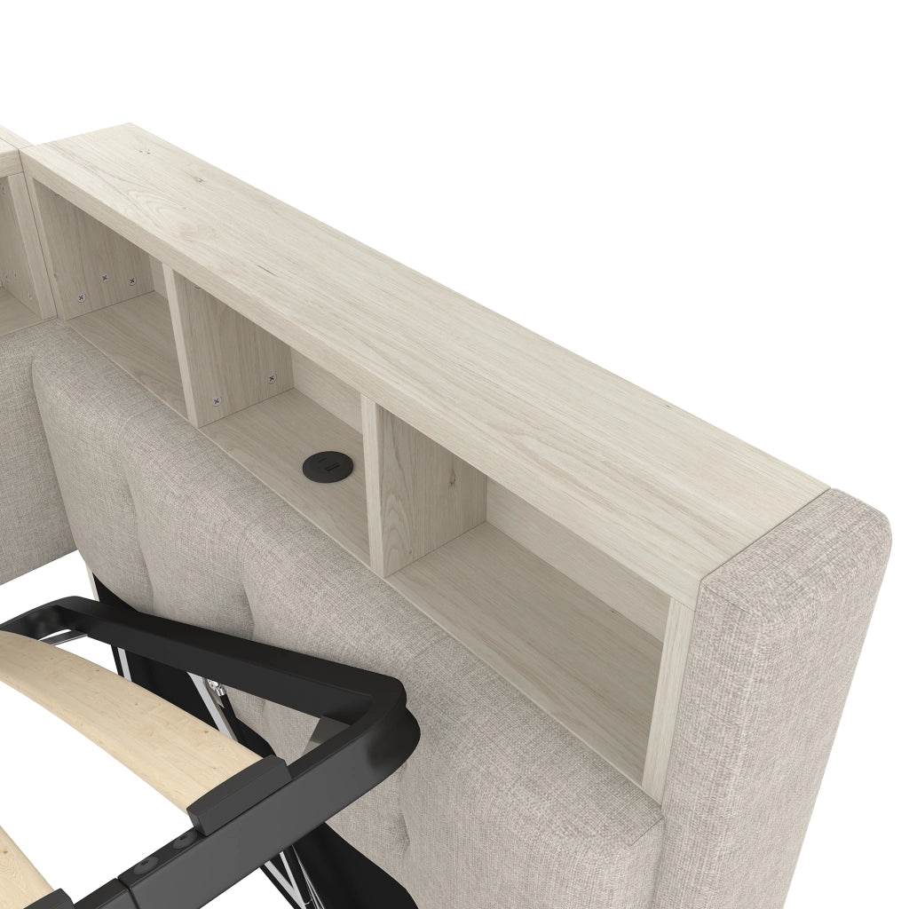 DESMIU Letto divano 90 × 200 cm 1 posto con LED regolabile, USB, Type-C e contenitore idraulico, senza materasso, beige