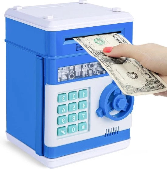 Cassa Pecuniaria Elettronica per Bambini 4-11 anni con Scrittura Automatica e Blocco Password - Blu