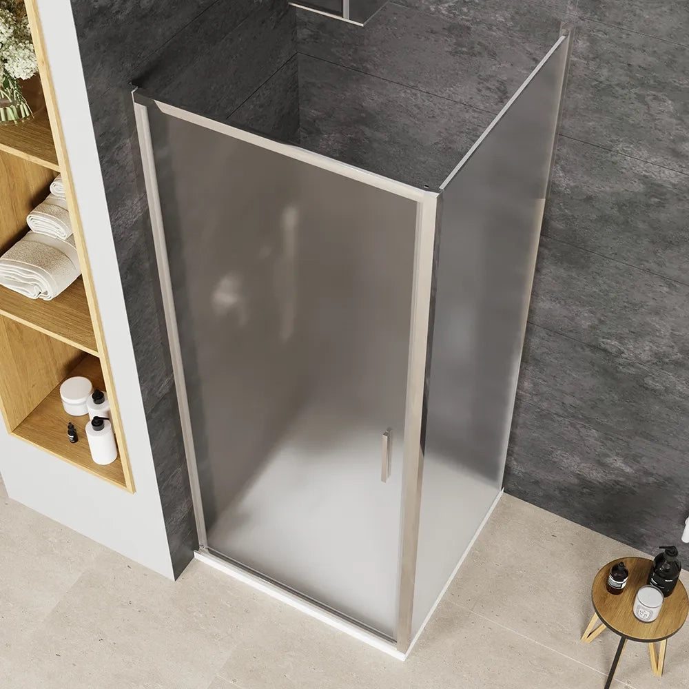 Box doccia slim 70x90cm con porta a battente e parete fissa profili cromati e vetro 6mm opaco h190| Portofino