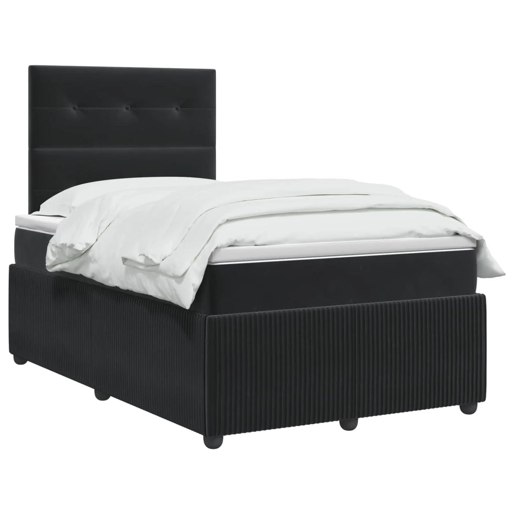 Letto Box Spring LED con Materasso Nero 120 x 190 cm Velluto 3456031