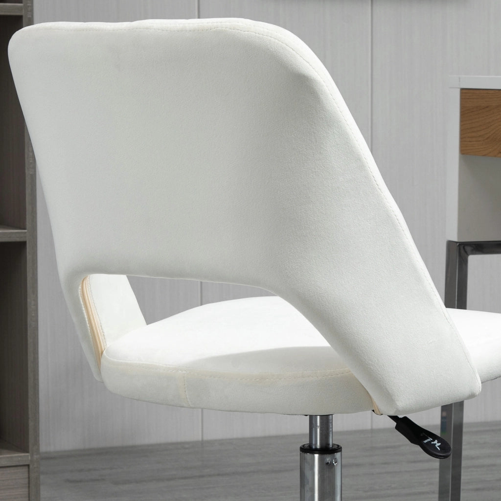Sedia girevole beige, sedia da ufficio regolabile in altezza per soggiorno e scrivania, compatta, ergonomica e moderna