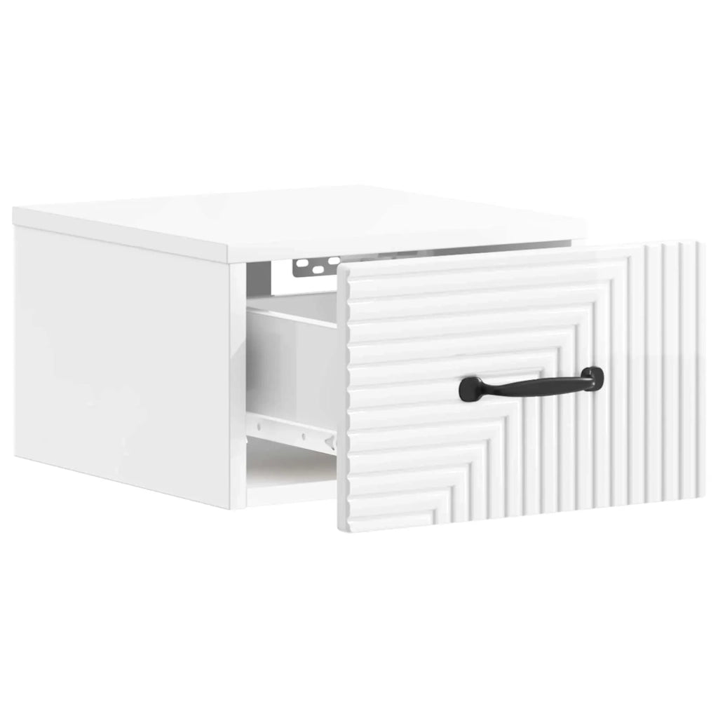 Mobiletto da notte a muro Bianco Lucido 34,5 x 33 x 20 cm 898603