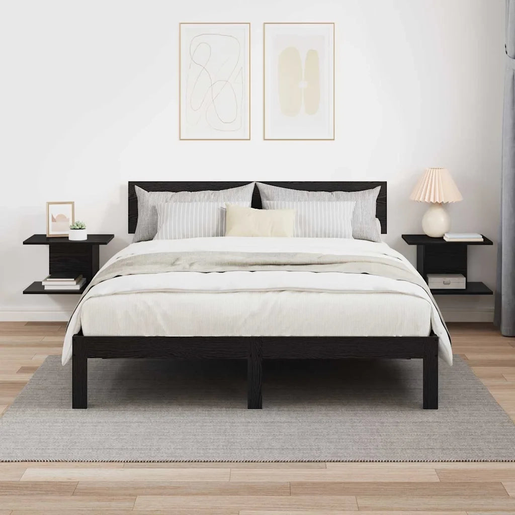 Comodino 2 pcs Rovere Nero 40 x 30 x 25 cm Legno multistrato 891171