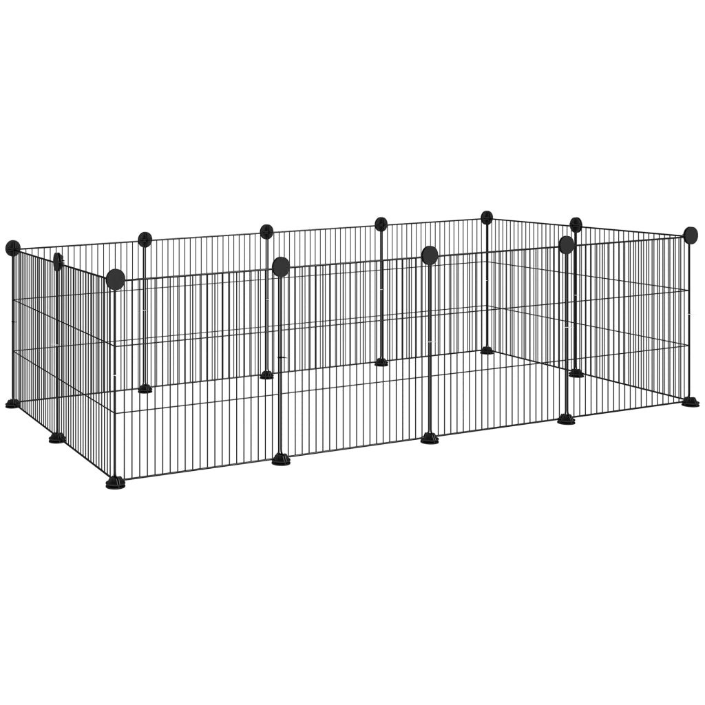 Recinto per Animali Modulabile ¨C zephmum ¨C Nero, Metallo e ABS, 140x70x35 cm