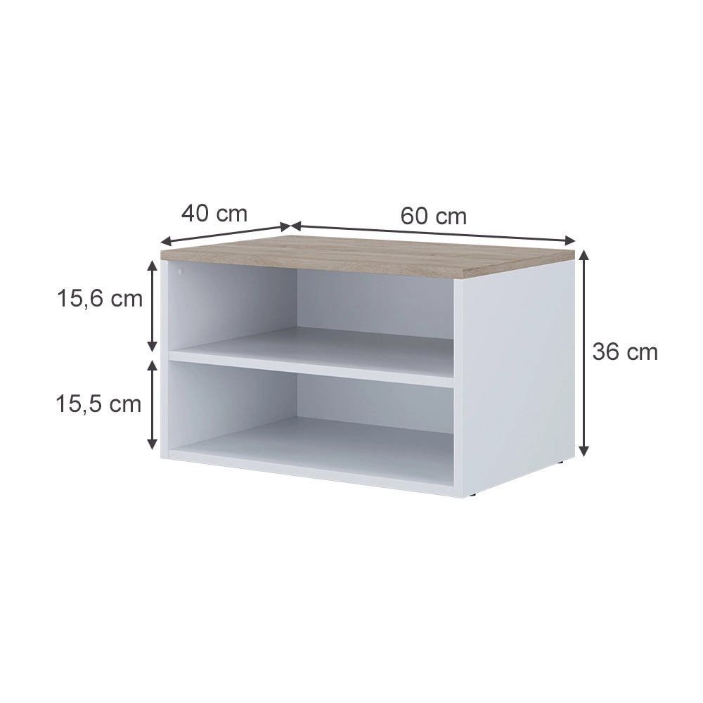Vicco Cassettiera Bianco/Sonoma 60 x 36 cm con 2 scomparti