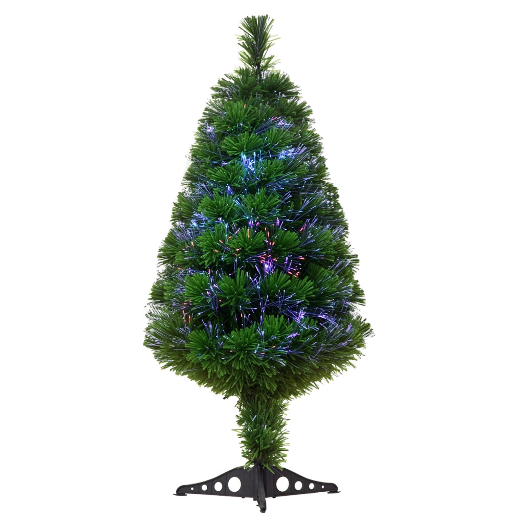 Albero di Natale Artificiale Illuminato 90 cm Fibre Ottiche Multicolore + Supporto ¨C zephmum ¨C Verde