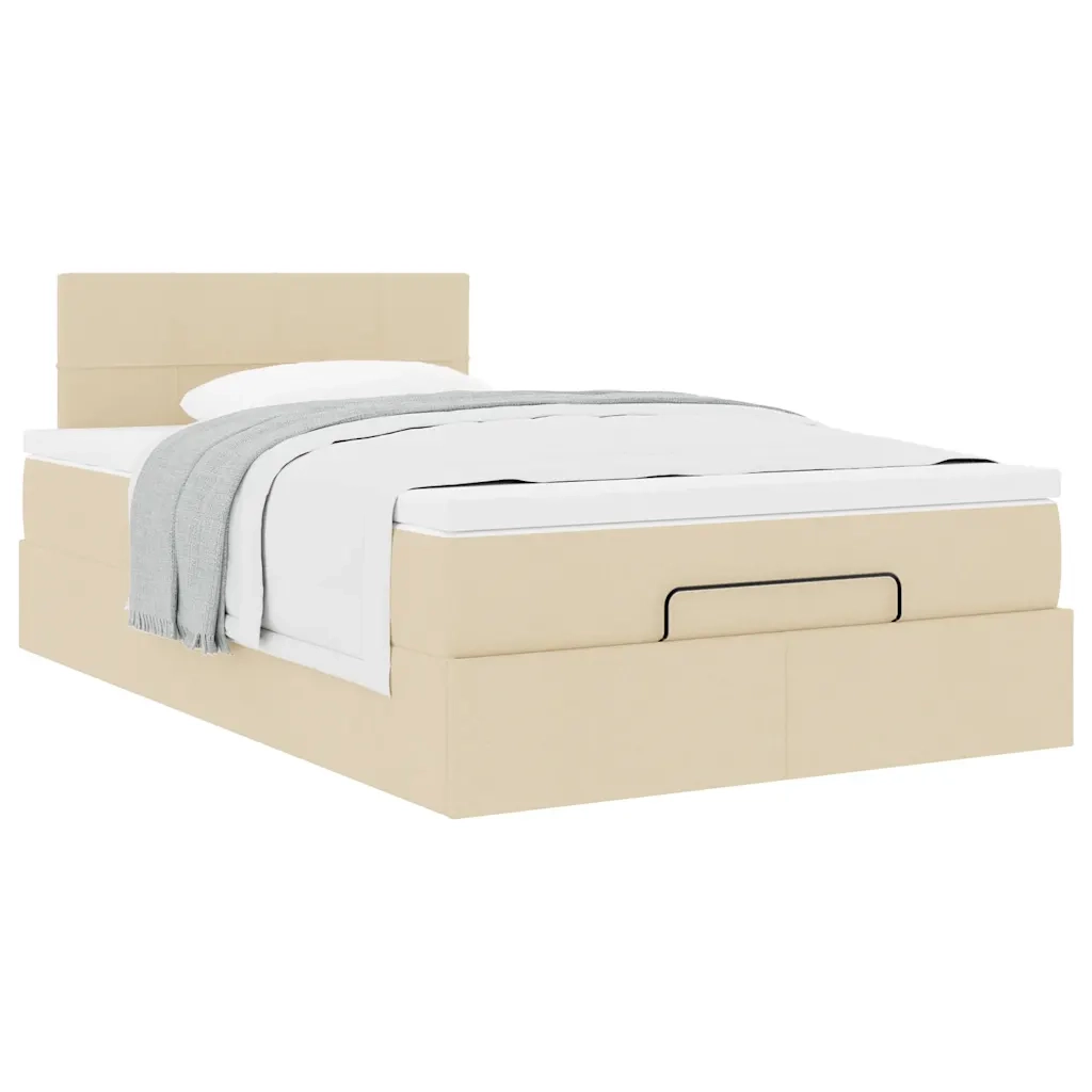 Struttura Letto Pouf con Materasso Crema 120x190 cm in Tessuto 3311447