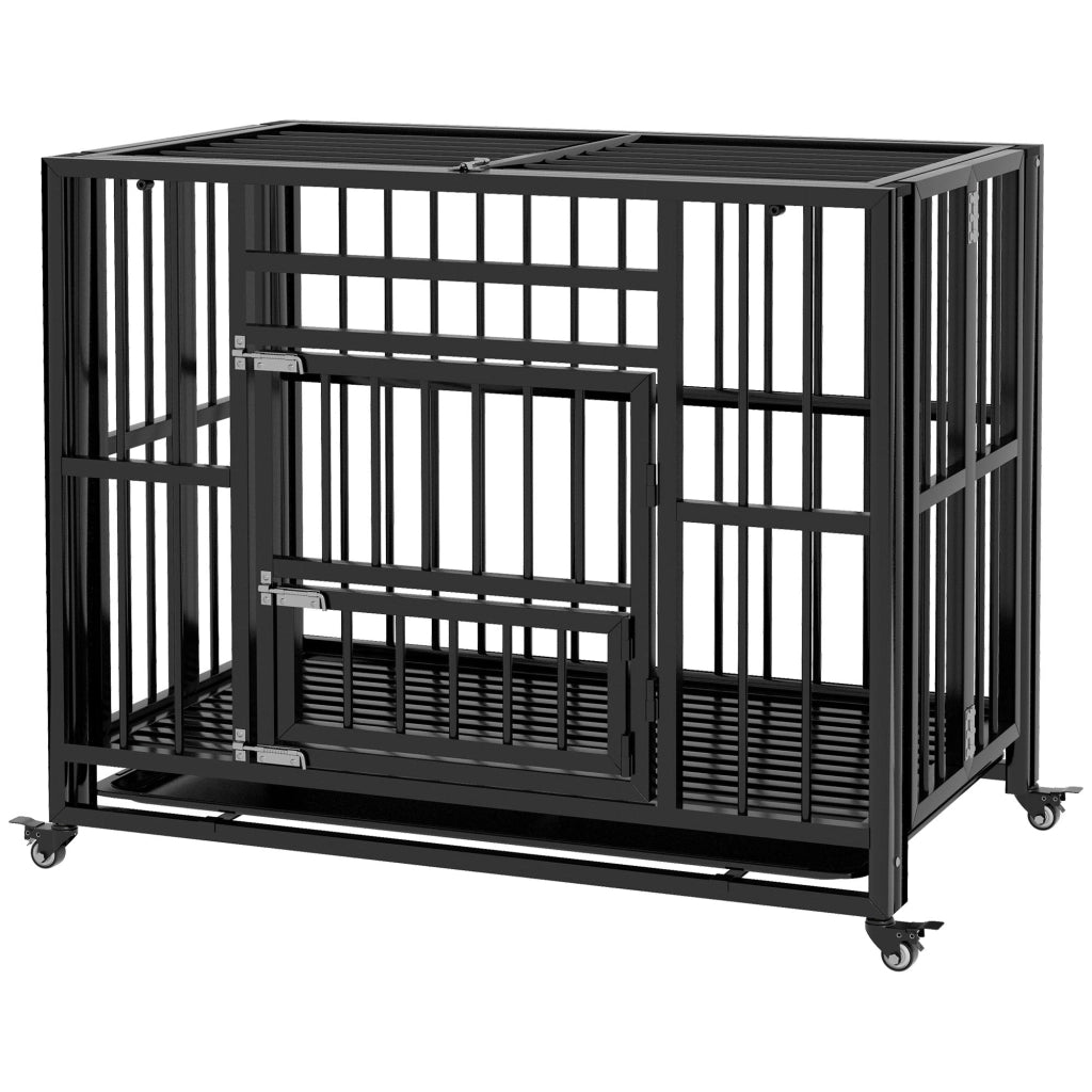 Gabbia per Cani con Ruote ¨C Xylo ¨C 94x58x78 cm Nero