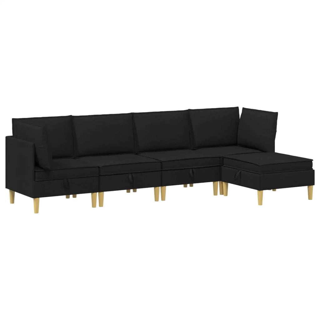 Set di mobili per il soggiorno con cuscino 5 pcs Nero Tessuto 3413686