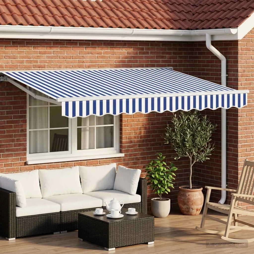 Cornice per Tenda Manuale con LED Blu e Bianco 2,5 x 2 m 3420496