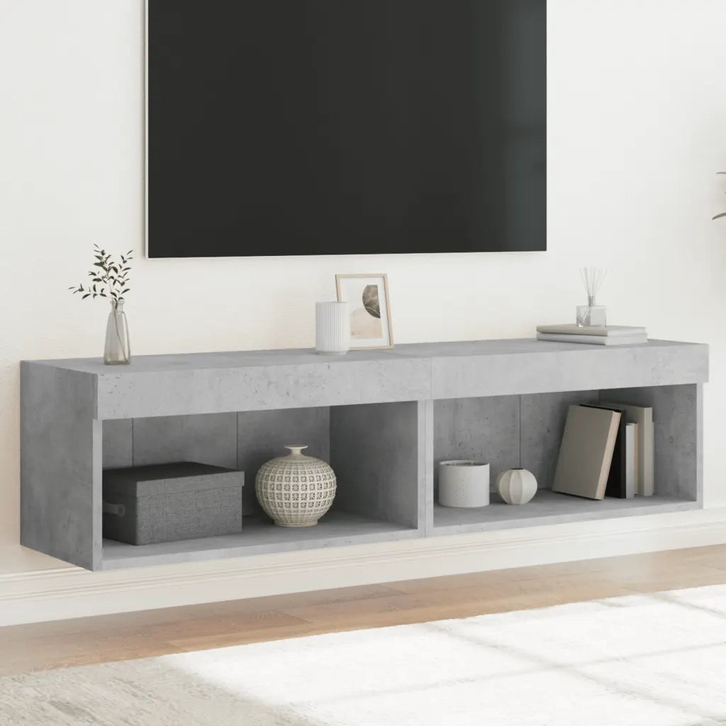 Mobili TV con Luci LED 2pz-Set di 2 Credenza per TV Grigio Cemento 60x30x30 cm