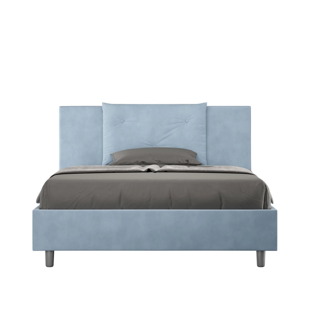 BS COM Letto una piazza e mezza contenitore imbottito 130x190 microfibra azzurro