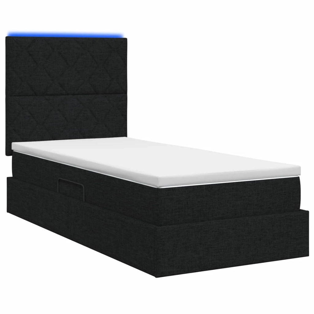 Letto con contenitore LED e materasso Nero 90 x 200 cm Tessuto 3459983