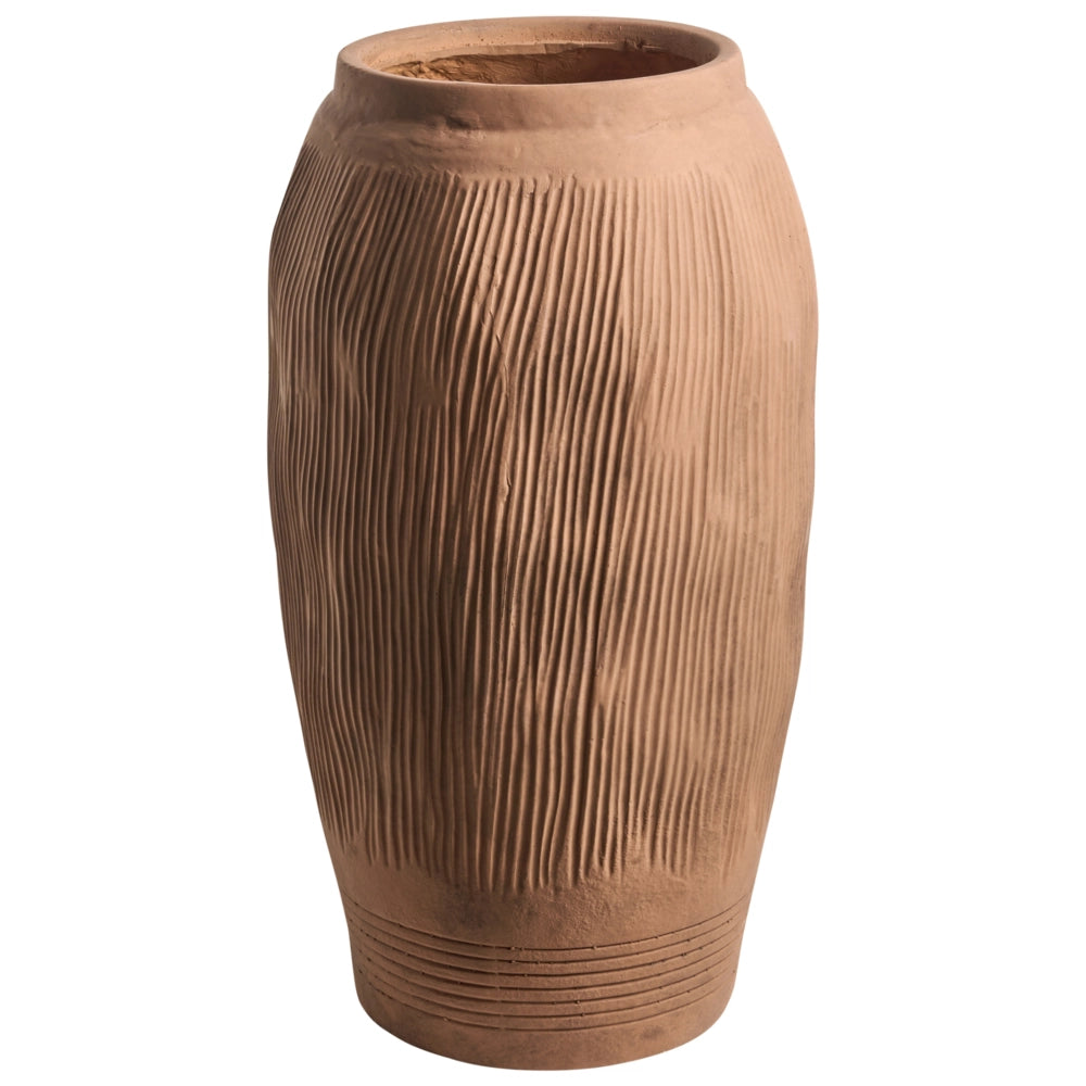 Vaso da fiori in fibra di argilla marrone chiaro dipinto per interni ed esterni Forma rotonda Design moderno Soggiorno