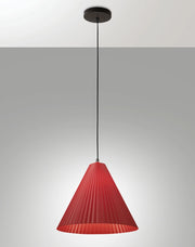 Lampada a Sospensione Cone, Struttura in Metallo e Plastica Vegetale, Attacco E27, IP20, Colore Bordeaux, Diametro 316mm - Design Moderno