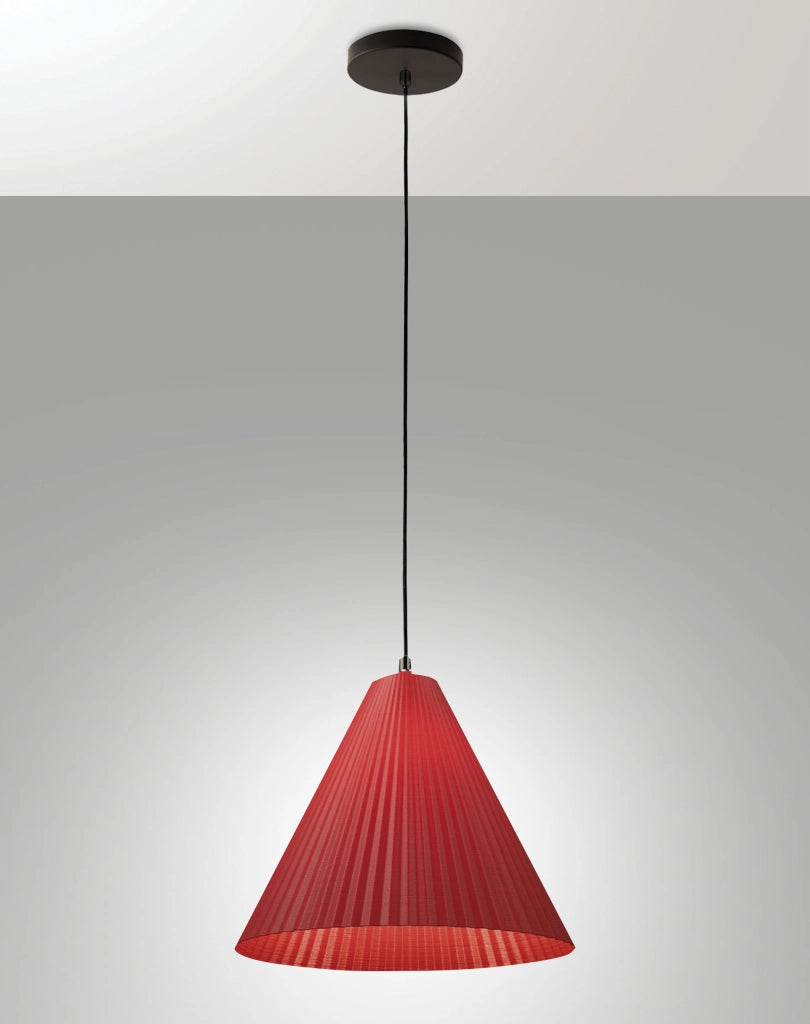 Lampada a Sospensione Cone, Struttura in Metallo e Plastica Vegetale, Attacco E27, IP20, Colore Bordeaux, Diametro 316mm - Design Moderno