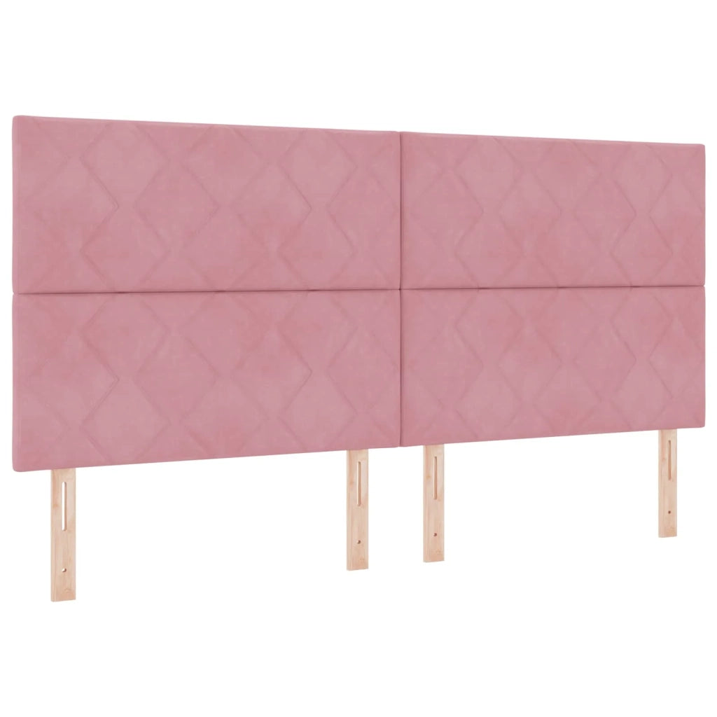 Letto Box Spring LED con Materasso Rosa 200 x 200 cm Velluto 3456148