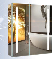 Cassa d'armadio illuminata per bagno con specchio, sensore infrarosso, luci a LED e prese elettriche, porta doppia, dimensioni 630 x 650 mm