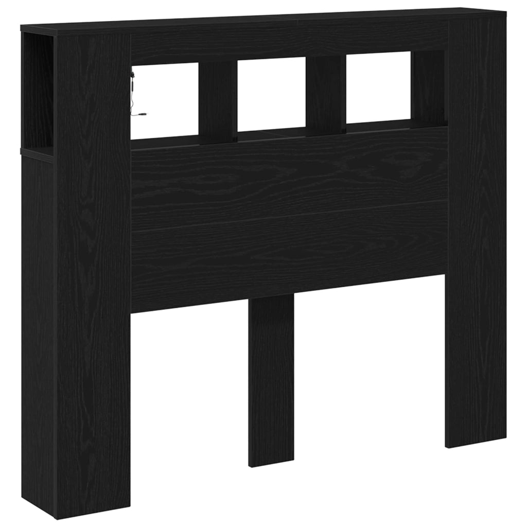 Testiera | Testata LED con lo scaffale Rovere Nero 120 x 18,5 x 103,5 cm
