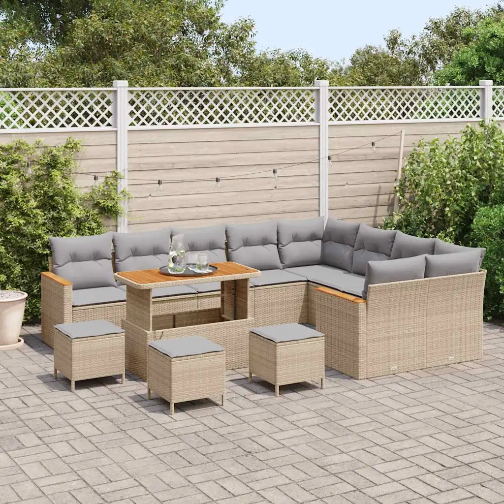 Set Divano da Giardino 13 pcs Beige polyrattan