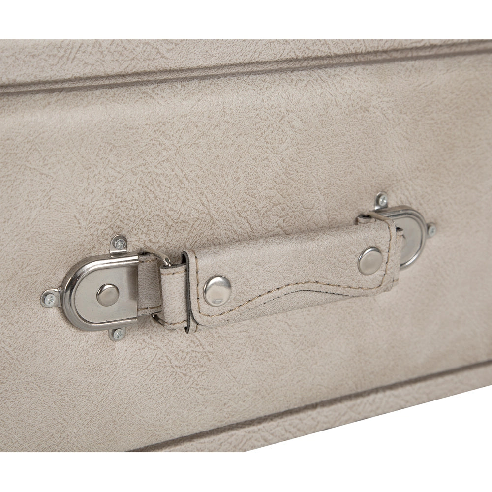 Tavolino con contenitore in ecopelle beige gambe nere 46 x 50 x 35 cm Valigia
