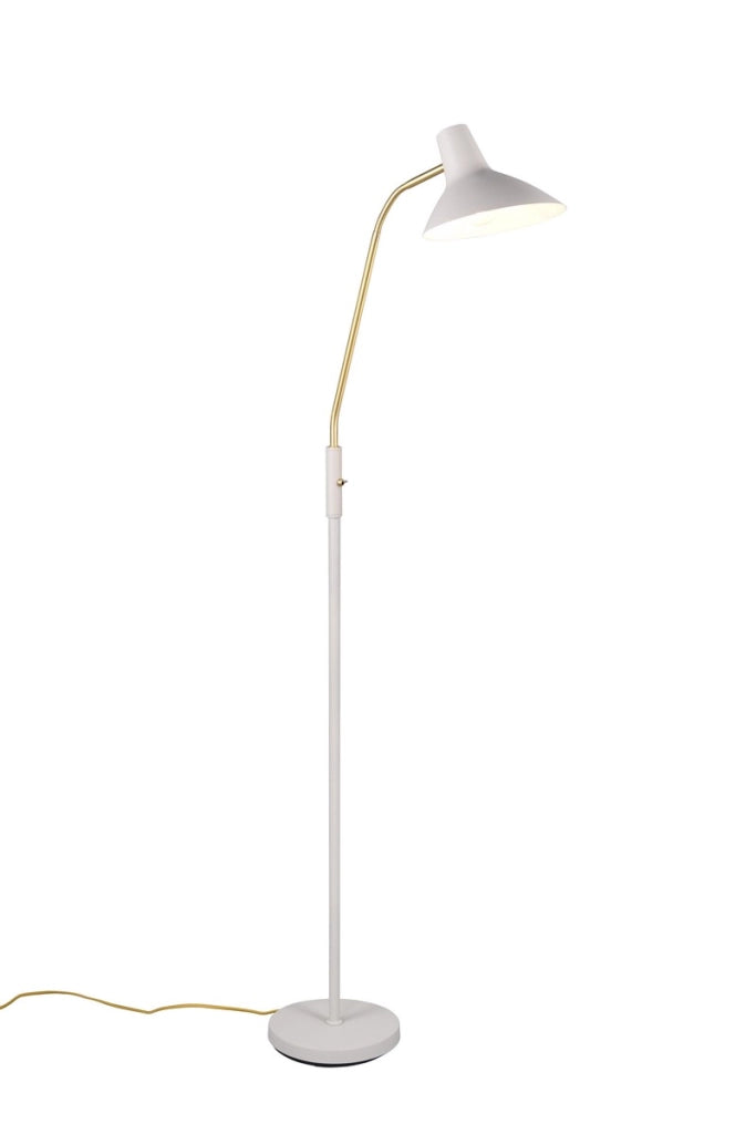 Lampada da terra classica grigia/ottone braccio lettura