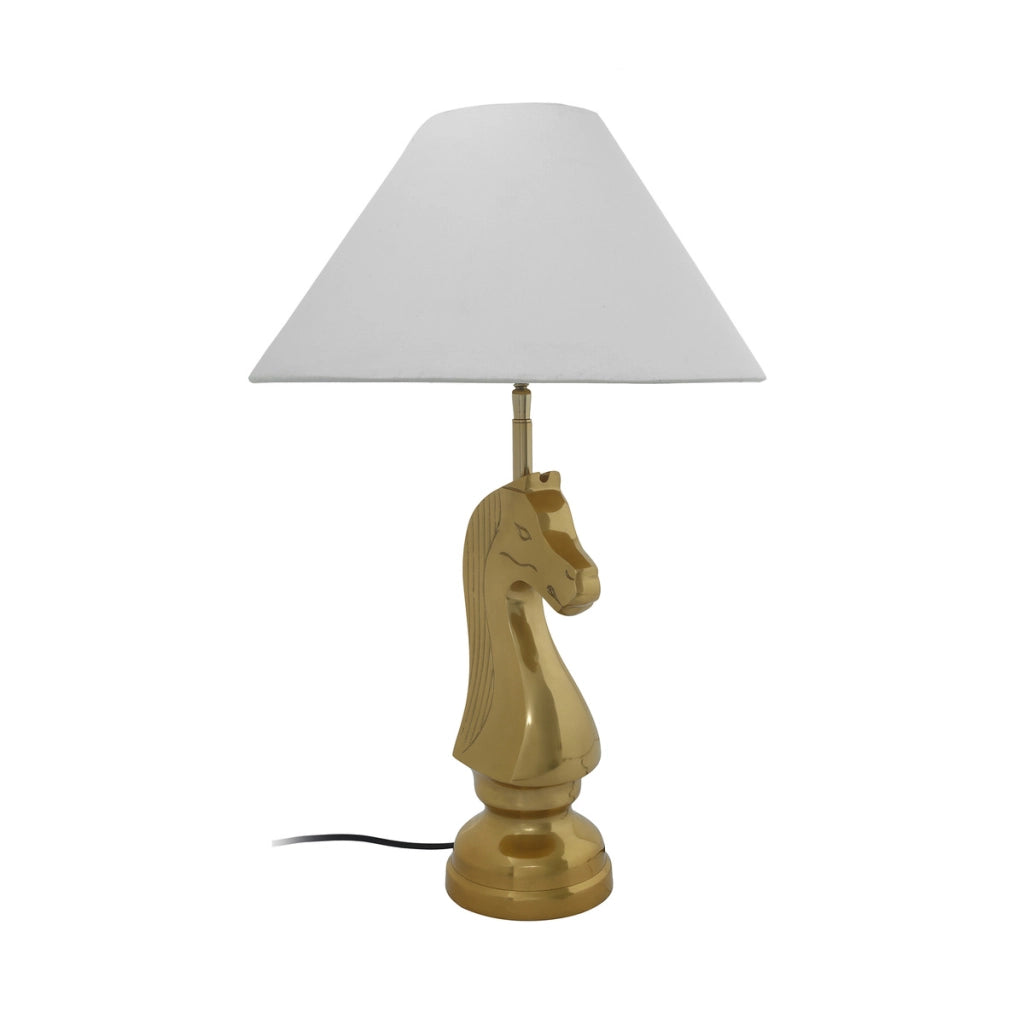 Lampada da tavolo Shah 100 in alluminio e cotone bianco
