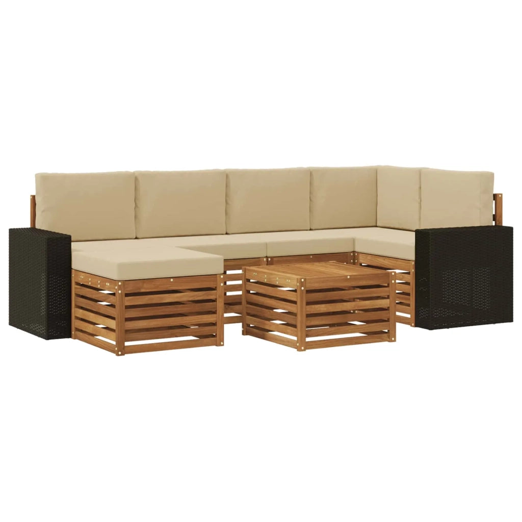 Set di divani da esterno 7 pz Naturale e Beige Poliestere 3384604