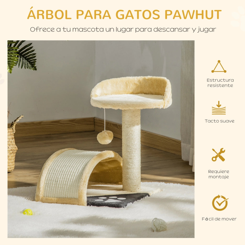 Tiragraffi per Gatti Piccoli ¨C Xylo ¨C 2 Livelli con Palo e Piattaforme 35,5x37x46 cm Beige