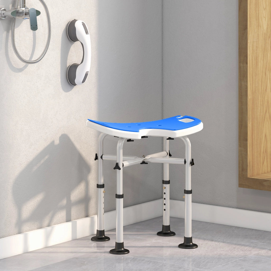 Sgabello da doccia regolabile ¨C Xylo ¨C Altezza 39-51,5 cm con ventose blu scuro
