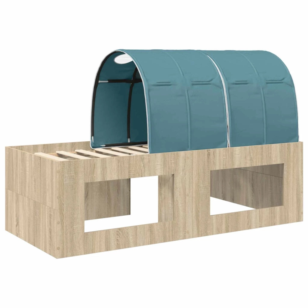 Letto con Tunnel 3 pz Rovere Artigianale e Blu Chiaro 3423660