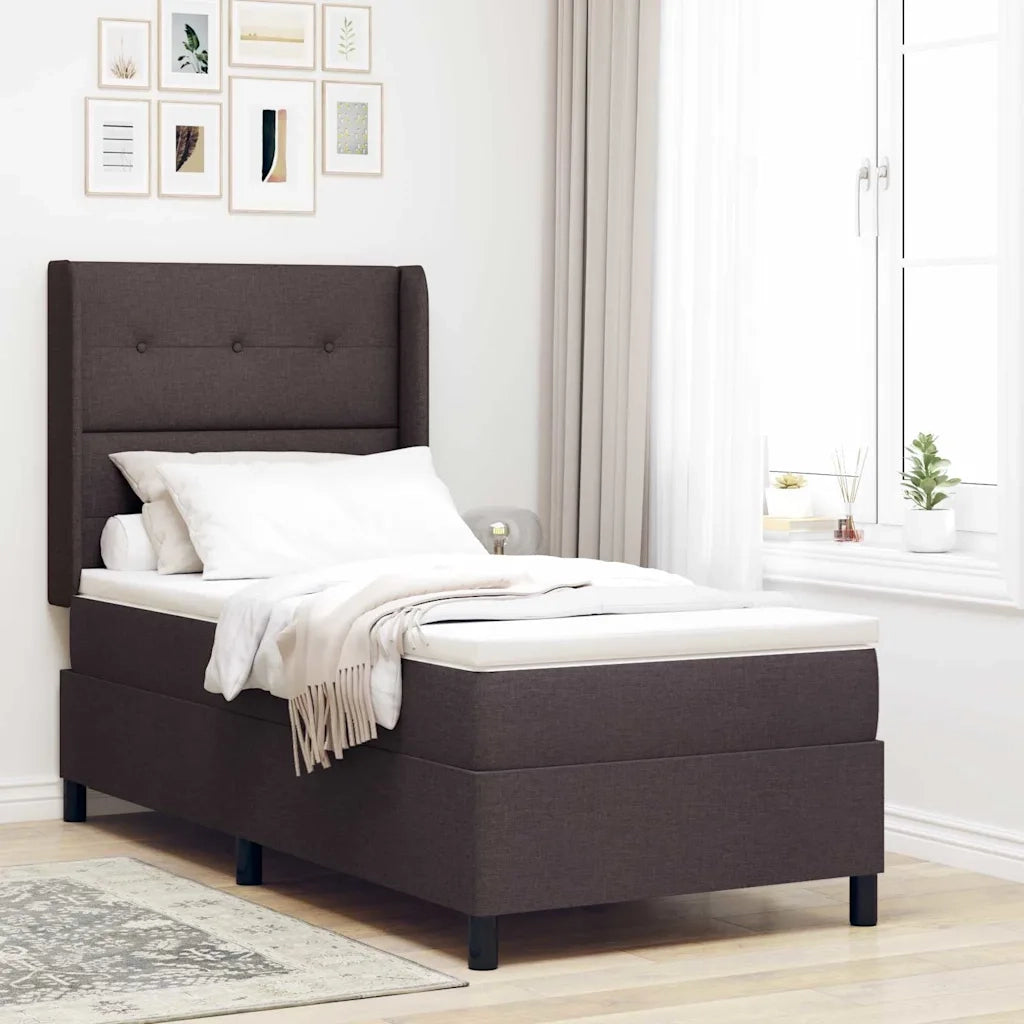 Letto a Sorgente LED Marrone Scuro 90 x 190 cm Tessuto 3343479