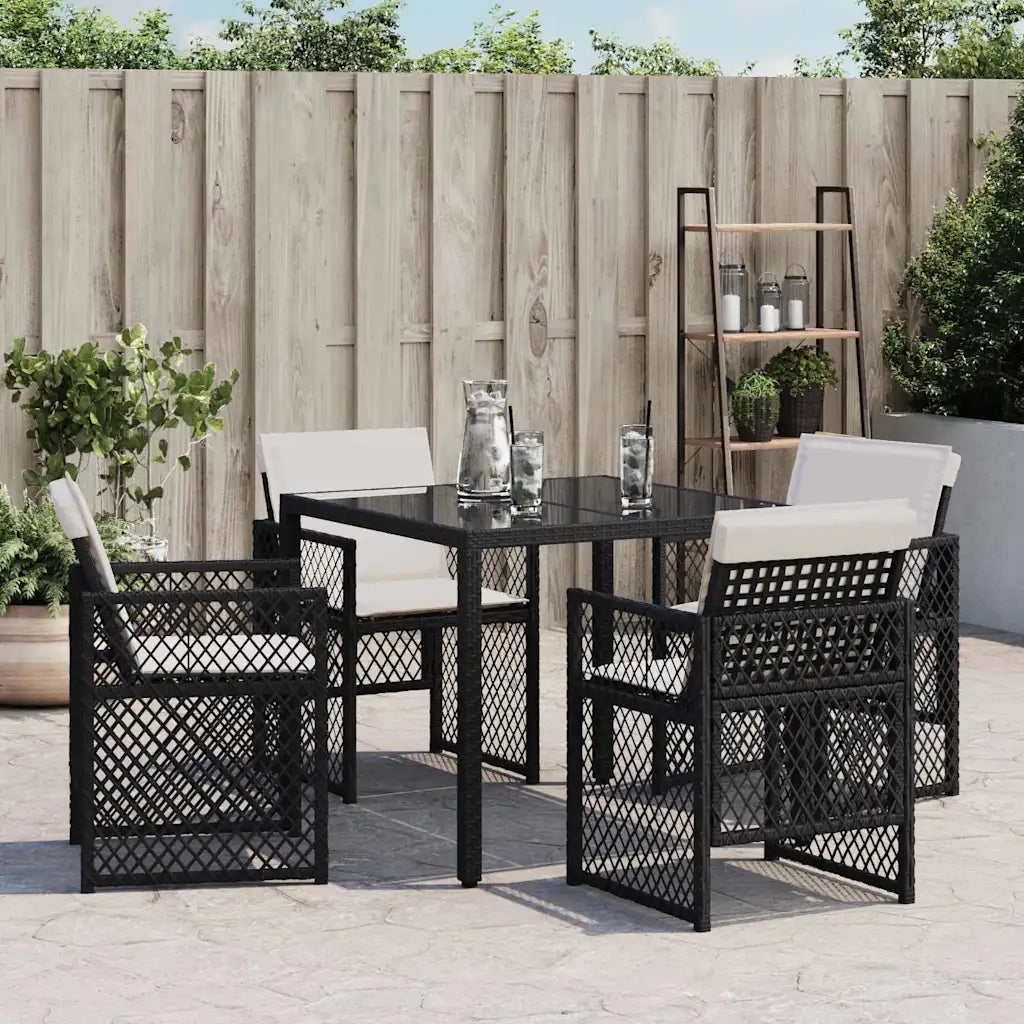 Sedie da Giardino con Cuscini 4 pz Nere in Polyrattan 364949