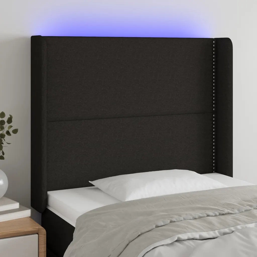 Testiera | Testata a LED nero 93x16x118/128 cm in Tessuto