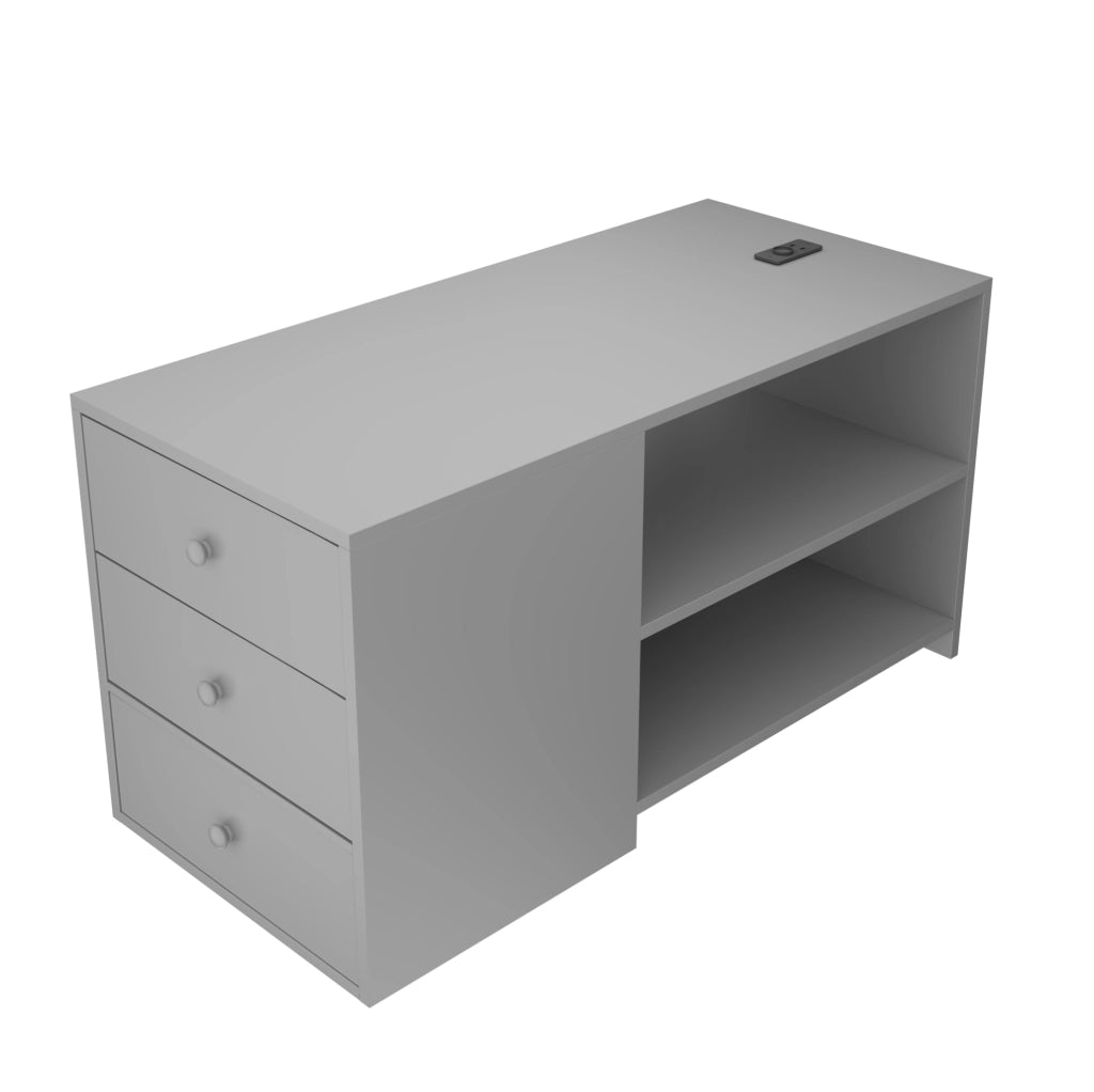 Letto a soppalco per bambini 90 x 200 cm con contenitore separato; LED e presa; grigio