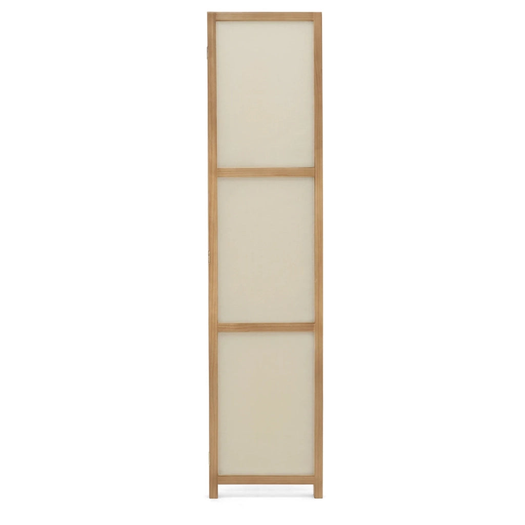 IDMarket - Paravento interno in legno e tessuto beige